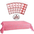 thumbnail image 1 of Paquete de 6 Manteles de Plástico a Cuadros, 31.5x55.1 in Rojo y Blanco, Cubierta Desechable para Mesa de Picnic Rectangular de Cuadros Vichy para Cumpleaños, Carnavales, Fiestas, 1 of 7