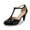 Black Patent, variant on Chase & Chloe Kimmy-36 Nude Pu T-Strap Fashion Mid Heel Ankle Strap Dress Pumps