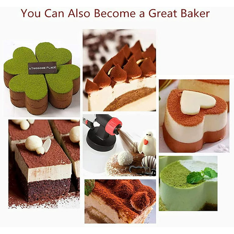 YOMIQIU Manual Airbrush for Cakes Glitter Decorating Tools, DIY Baking Cake Airbrush Pump Coloring Spray Gun with 4 Pcs Tube, Kitchen Cake Decorating