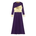 thumbnail image 5 of Zaldita Womens Metallic Gold Praise Dance Dress Lyrical Church Worship Dance Tunic Full Length Dark Purple XXL, 5 of 7