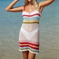 thumbnail image 6 of LEKWK Cover Ups for Swimwear Women Crochet Sleeveless Hollow Out Striped Dresses Square Neck Cami Dresses Summer Fashion Beach Vacation Bathing Suit Cover Ups, 6 of 9