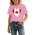 thumbnail image 1 of Chandail Canada Filles Chandails Patriotiques Imprimé Feuille d'Érable Col Rond Manches Courtes Blouse Garçons T-Shirts Graphiques Fête du Canada Décontractés T-Shirt Graphique Fête du Canada Filles, 1 of 6