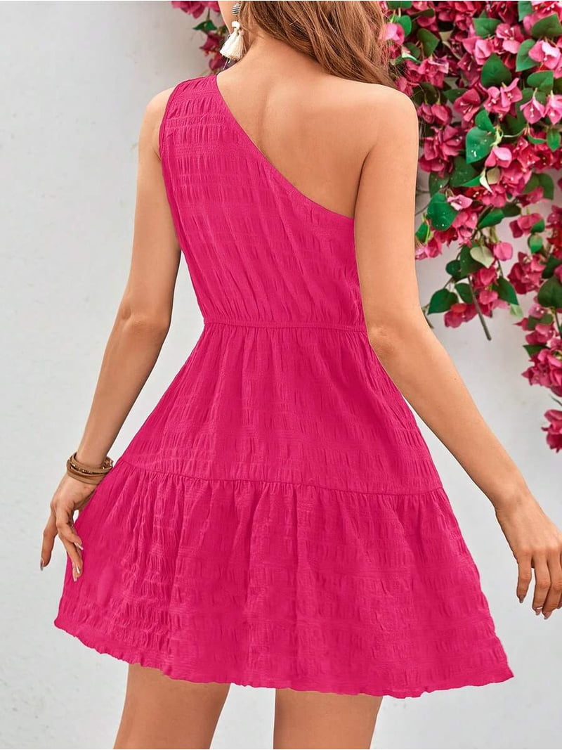 hot pink skater dress Plunge Halterneck Open Back Flippy Hem Mini In Pastel Slinky | EGO US Hot Pink Metallic Spandex Mini