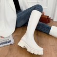 thumbnail image 3 of Bottes en Cuir Haute Imperméabilité Plateforme Intérieure Bout Rond au-Dessus du Genou Cuir Verni Plat US9, 3 of 3