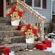 thumbnail image 4 of Flores artificiales de Poinsettia con purpurina para Navidad | Paquete de 2 | Seda, Plástico y Terciopelo | 13.7in de alto | Oro Rojo Verde | Decoración para el hogar de árboles navideños, coronas,, 4 of 7