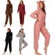 thumbnail image 4 of Pijama de forro polar para mujer, con capucha, peludo, cálido, mono, mono, ropa de dormir Eccomum borgoña/Medio, 4 of 7