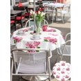 thumbnail image 4 of Outdoor Tablecloth with Umbrella Hole and Zipper, Pink Roses Round Table Cloth 54 Inch Waterproof Tablecloth, Valentine's Day Flowers Love White Romantic Picnic Table Cover for Patio Camping, 4 of 7