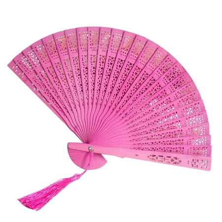 

Sunggoko Wooden Hand Fans Chinese Folding Fan Wedding Hand Fragrant Party Carved Bamboo Folding Fan Chinese Style Wooden