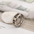 thumbnail image 2 of PAMTIER Men's Women's Stainless Steel High Polished Wood Inlay Ring Striped Wedding Band Silver Size 11, 2 of 6
