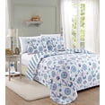 thumbnail image 4 of Great Bay Home 3 Piece Nautical Reversible Quilt Set with Shams. Seashell Beach Theme Coastal Bedspread Coverlet. Azure Collection (Full/Queen, Azure), 4 of 4