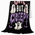 thumbnail image 2 of Cute But Creepy Halloween Ghost Pattern Whimsical Cartoon, Festive Halloween Scene, Warm Flannel Blanket for Living Room and Reading Nook, Art Lovers Halloween Gift, Festive Home Decor, 2 of 9
