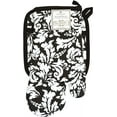 thumbnail image 4 of Yourtablecloth Set of Oven Mitt and Pot Holder or Oven Gloves  100% Cotton, High Heat Resistance, Superior Protection & Comfort  Elegant Design  Machine Washable-Black, 4 of 5