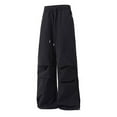 thumbnail image 4 of CHEEREAM Baggy Cargo Pants Men Wide Leg Casual Parachute Pants Jogger Drawstring Hiking Hip Hop Pants with Pocket Black L, 4 of 5