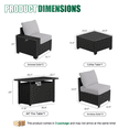 thumbnail image 4 of LazySunsets 7 Pieces Outdoor Wicker Patio Furniture Set, 8 Inch Widened Armrest Rattan Sectional Conversation Sofa with Gray Cushions & Fire Pit Table, All-Weather Backyard Garden Patio Set, 4 of 7