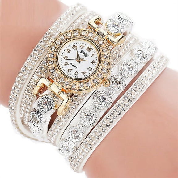 Women Fashion Casual Analog Quartz Women Rhinestone Watch Bracelet Watch