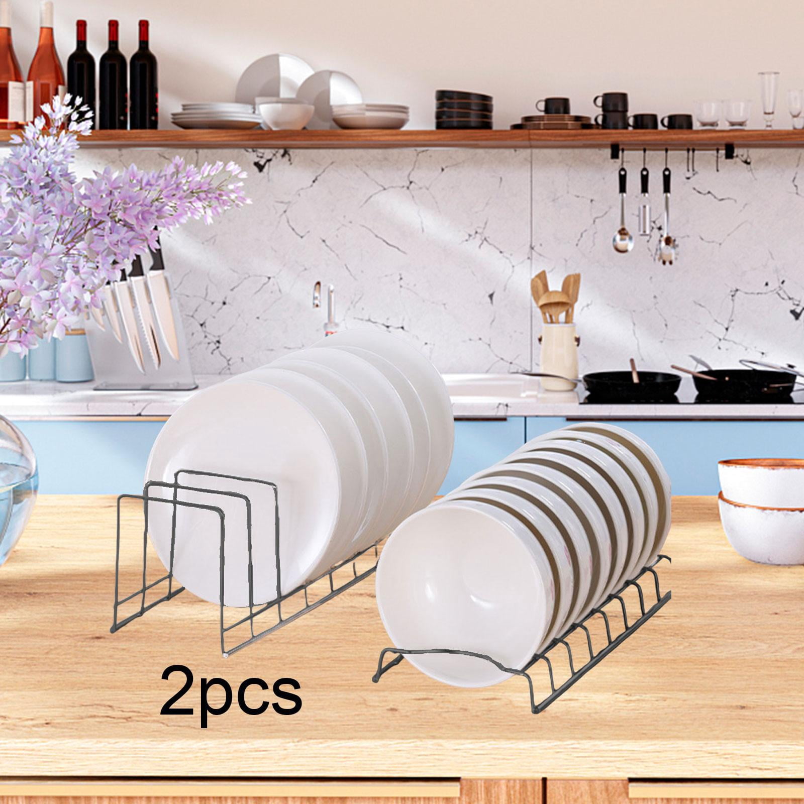 CoudarTitie 2 Bowl Drying Rack 2 Dish Holder Drain Basket for Home Restaurant Countertop Black