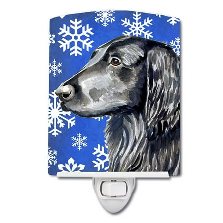 

Flat Coated Retriever Winter Snowflakes Holiday Ceramic Night Light