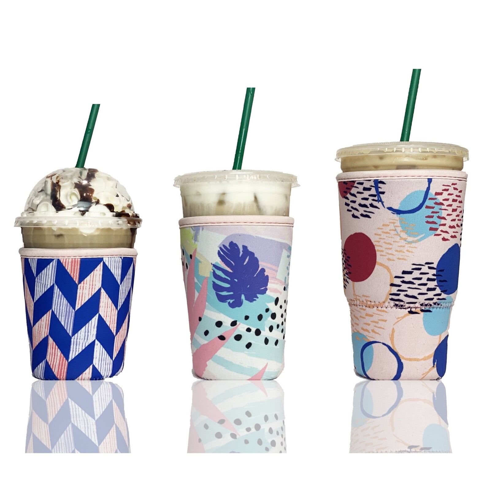 3-Pack (16-32oz) Reusable Neoprene Insulator Sleeve for Iced Coffee or ...