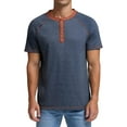 thumbnail image 5 of JWD Classic henley style Three button henley closure, Mens Henley Short Sleeve T-Shirt Cotton Casual Shirt Mens ShirtsSummer Daily T-Shirts Navy Blue L, 5 of 7