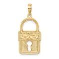 thumbnail image 3 of FB Jewels 14K Rhodium Plated White and Yellow Two Tone Gold Lock Pendant Cut Out and, 3 of 4