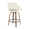 thumbnail image 4 of Fabrico Mid-Century Modern Counter Stool in Walnut and Cream Fabric by LumiSource - Set of 2, 4 of 7