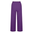 thumbnail image 5 of LLYwey Womens Lightweight Pants Women's Summer Fashionable Solid Color Wide Leg Cotton Breasted Pants Pants Female Long Pant Style H61 Purples M, 5 of 6