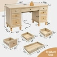 thumbnail image 4 of Brafabhome 58" Rattan Executive Desk with 7 Storage Drawers, Modern Study Writing Table Wooden Computer Desks with Charging Station for Home Office Bedroom | Beige, 4 of 7