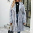 thumbnail image 4 of Penkiiy Women's Long Lapel Faux fur Jacket Shaggy Coat Warm Outerwear Cardigan Faux Fur Coat Gray, 4 of 5