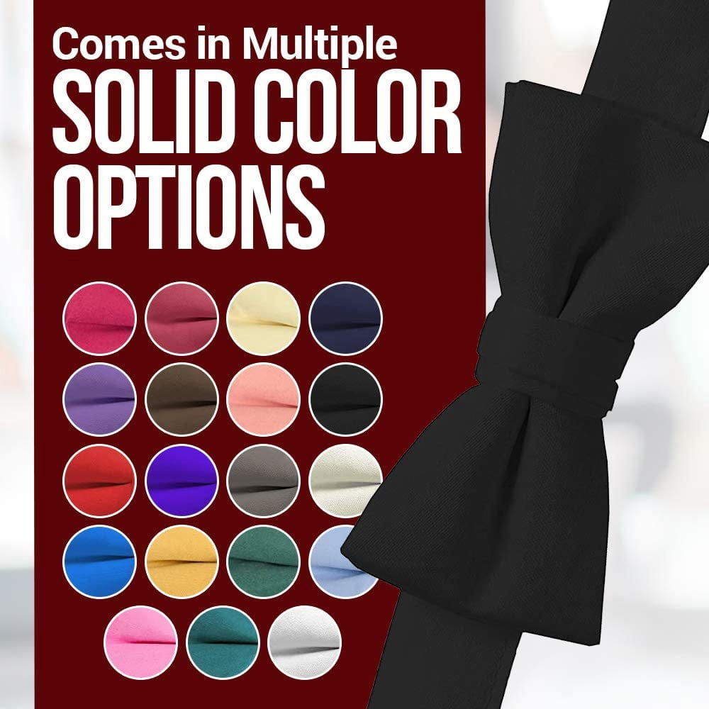 Hold'Em Bow Tie For Mens Boys and Baby Satin look Solid Color Adjustable Pre-tied