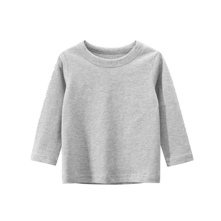 

MIASHUI Kids Tops Toddler Girls Boys Long Sleeve Basic Undershirt Casual Tees Grey 1-2 Years