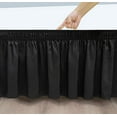 thumbnail image 2 of Wrap Around Bed Skirts 30" Drop, Fully Elastic Dust Ruffle, Soft and Luxury, Fade Resistant, Machine Washable Luxurious Fabric, Twin Size - Black Solid., 2 of 4