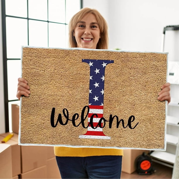 4th Of July Door Mat Patriotic Doormat Entryway Rug Welcome Independence Day Doormat Stain And Fad Patriotic Decor Welcome Outdoor Mat