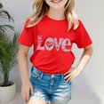 thumbnail image 2 of Sgkm Girls T Shirts Trendy Love Cute Printed Short Sleeve Crewneck Top Girls Clothes Summer Holiday Party Tee Red 7-8 Years, 2 of 5