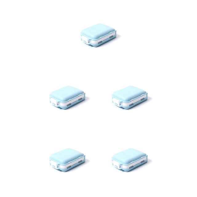 Maoww Pill Box Container Collapsible Multi Grids Tablet Organizer Storage Bag Divider Camping Health Care Dispenser straw blue 5Set
