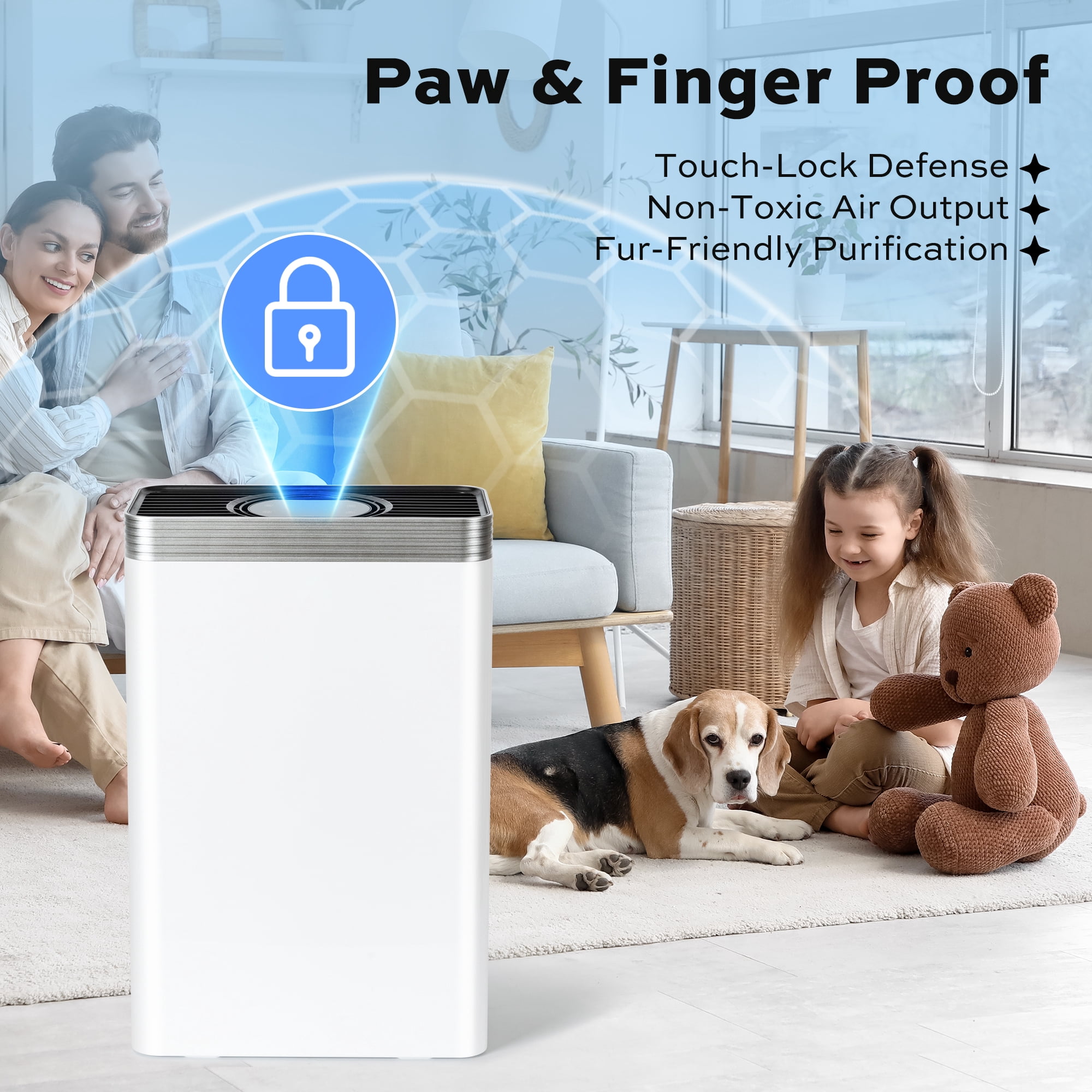 VUSIGN Air Purifier for Home Bedroom 1110 Sq.ft with HEPA Filter,Air Cleaner captures 99.97% 0.1μm particles of Pet Allergens Smokers Odors Dust Pollen, White