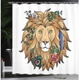 thumbnail image 4 of Ambesonne Animal Print Shower Curtain, Lion with Flower, 69"Wx84"L, Brown, 4 of 5