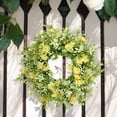 thumbnail image 5 of Spring Wreath Artificial Daisies and Eucalyptus Garland, Easter Door Decoration with White and Yellow Flowers, Indoor Outdoor Floral Home Accent, 5 of 6