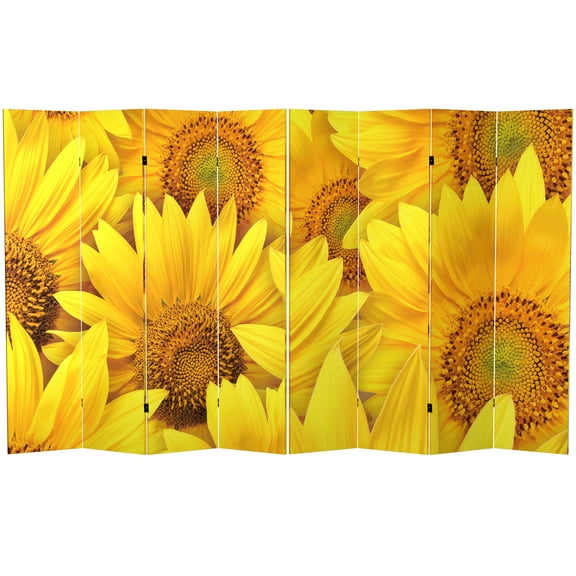 Oriental Furniture 6 ft. Tall Sunflowers Canvas Room Divider - 4 Panel