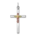 thumbnail image 4 of 925 Sterling Silver Rhodium Plated Polished Epoxy and Gold-Plated Cross Shaped Pendant, 4 of 6