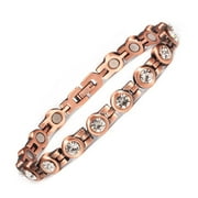 Pure Copper Magnetic Bracelets for Women, Cubic Zirconia Bracelets, Vintage Copper Jewelry,Gift for Mom Wife