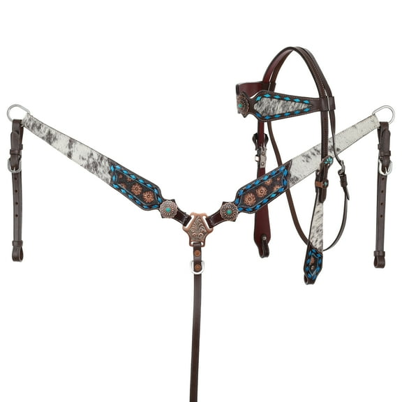 Showman Copper Hide Classics Browband Headstall & Breast Collar Set