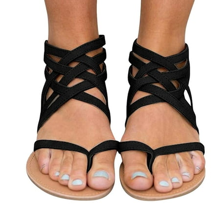 

Là Vestmon Sandals Flat Sandals Open Toe Roman Summer Beach Shoes for Women
