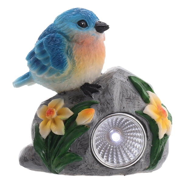 Farol de pájaro de resina con energía solar, adorno decorativo para jardín.