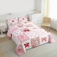 thumbnail image 4 of Manfei Kawaii Bow Tie Full Size Comforter Sets,Sweet Cherry Bedding Comforter Set,Rustic Flower Floral Bedding Sets For Girls,Ultra Soft Home Decor Reversible,3-Piece, 4 of 9