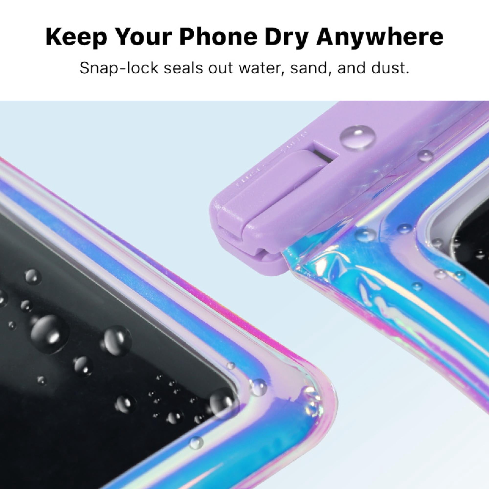 (4-Pack) AquaLock Universal Floating Waterproof Phone Pouch – Lilic – IPX8 Rated, Fits Phones up to 7" – Touchscreen Safe