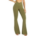 thumbnail image 5 of Womens Flare Leggings with Tummy Control Crossover Waist and Wide Leg, 5 of 14