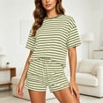 thumbnail image 2 of BOOMNY Womens 2 Peice Sets Striped Short Sleeve Tops Shorts Outfits for Women Summer Casual Matching Sets, 2 of 5