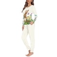 thumbnail image 2 of FKELYI Size L Women Pajamas Aesthetic Butterfly Rabbit Sleepwear Pj Set of 2 Stretchy Jogger Long Sleeve Sleepwear Tops with Pants Happy Easter, 2 of 4