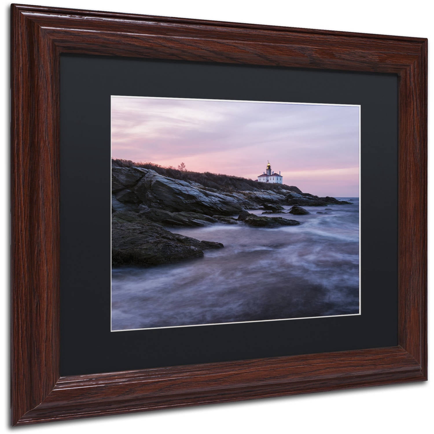 Trademark Fine Art "Dawn at Beavertail" Canvas Art by Michael Blanchette Photography Black Matte, Wood Frame
