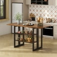 thumbnail image 3 of Meteorleg 55.1 Inch Console Table, 3 Tier Narrow Sofa Table with Foldable Table Top, Wood Entryway Behind Couch Table for Hallway, Living Room, 3 of 9
